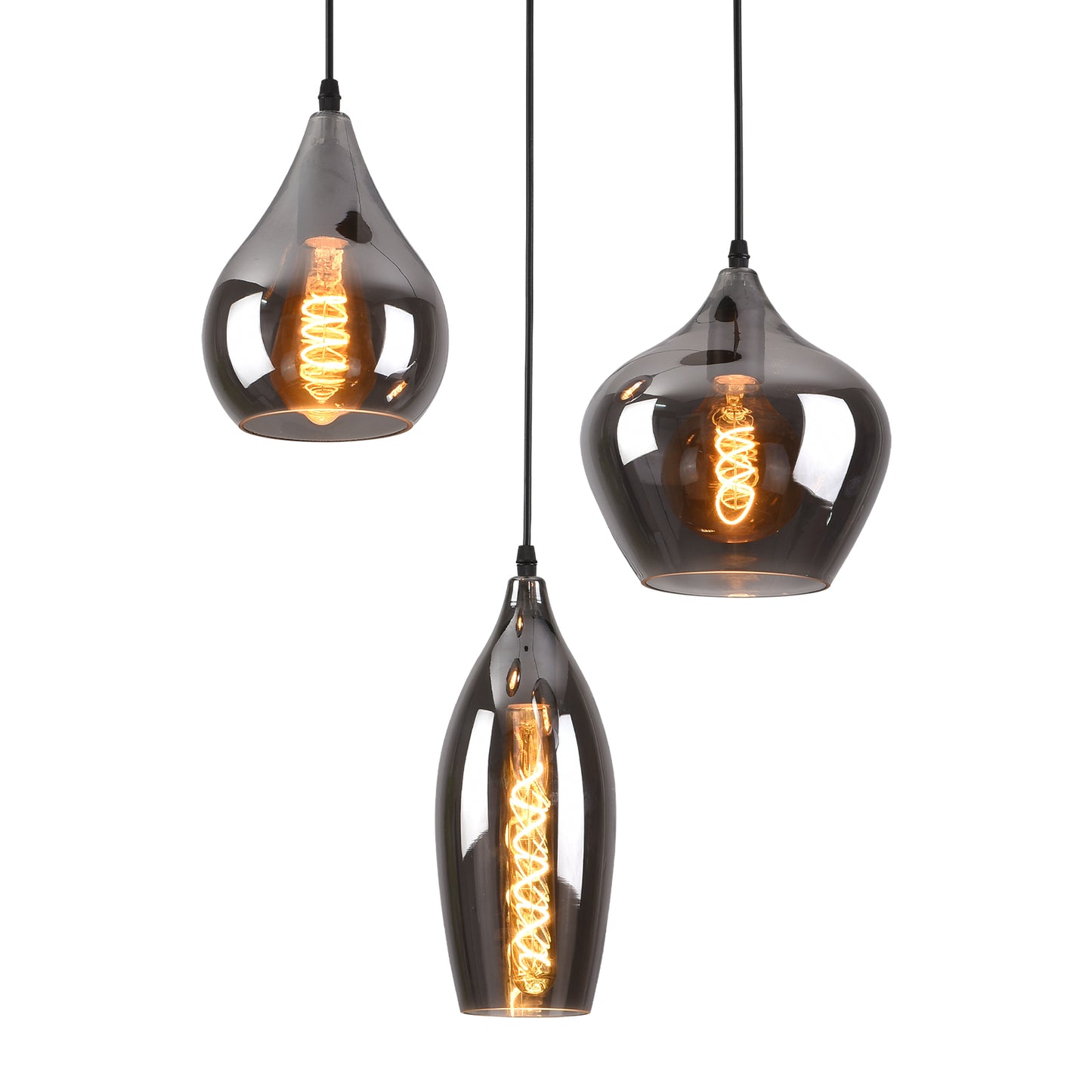 Smoke Glas Hanglamp 3 stuks - Druppel