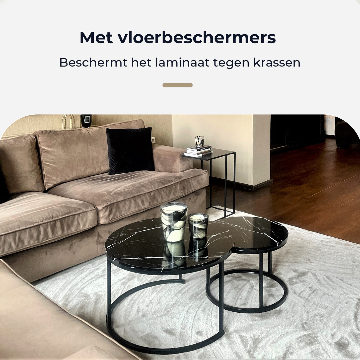 *Retour Artikel: Salontafel Zwart Marmer Print - Ø70 Ø50