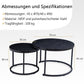 Home-Heaven® Salontafels Rond Zwart Hout Print – Bijzettafel Set Van 2 – Salon tafel Ø70cm & 50cm