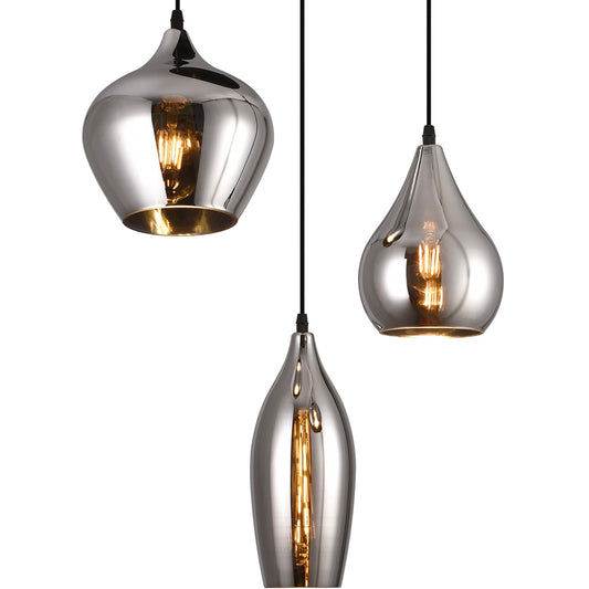 Smoke Glas Hanglamp 3 stuks - Druppel