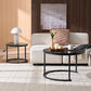 Home-Heaven® Salontafels Rond Zwart Hout Print – Bijzettafel Set Van 2 – Salon tafel Ø70cm & 50cm