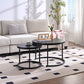 Home-Heaven® Salontafels Rond Zwart Hout Print – Bijzettafel Set Van 2 – Salon tafel Ø70cm & 50cm