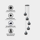 Home-Heaven® Smoke Glas Hanglampen Rond 5 Lichts | Industrieel | Woonkamer | Eetkamer | Slaapkamer | Zilver Rookglas