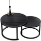 Home-Heaven® Salontafels Rond Zwart Hout Print – Bijzettafel Set Van 2 – Salon tafel Ø70cm & 50cm