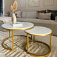 Salontafel Goud met Wit Marmerlook tafelblad - Ø70 & Ø50