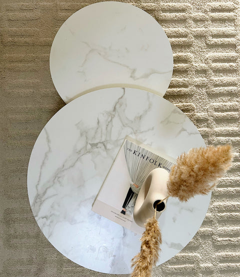 Salontafel Seraphina Rond Goud met Wit Marmer